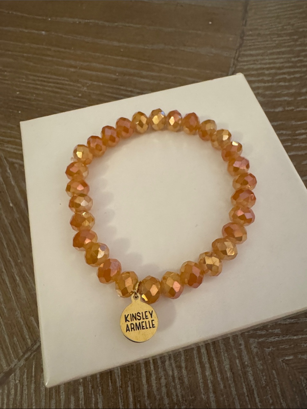 Kinsley Armelle Amber Faceted Bead Bracelet with Logo Charm